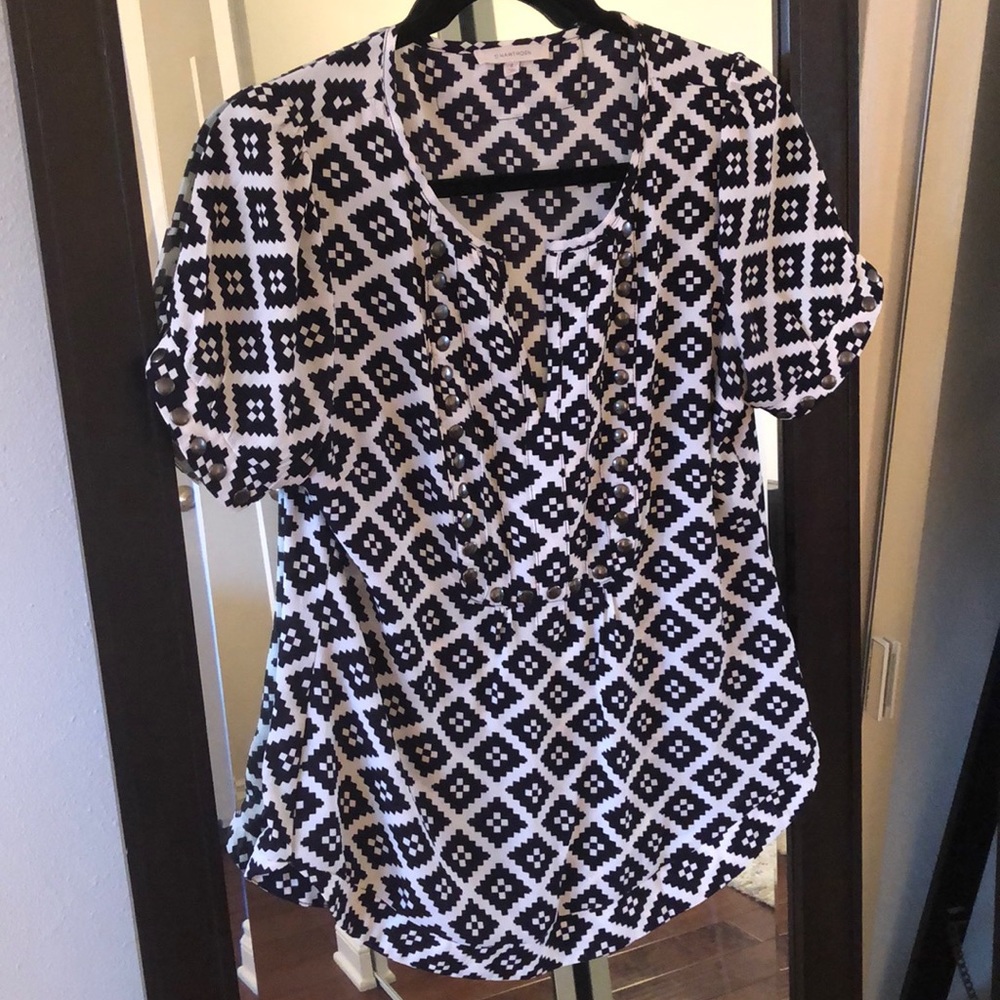 41 Hawthorn Navy Blue/Cream Blouse
